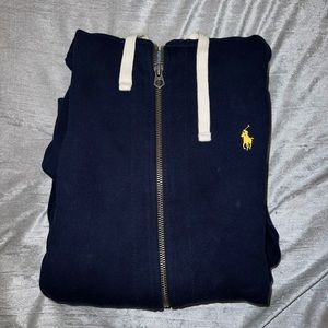 Navy Blue Ralph Lauren polo zip up signature fleece hoodie